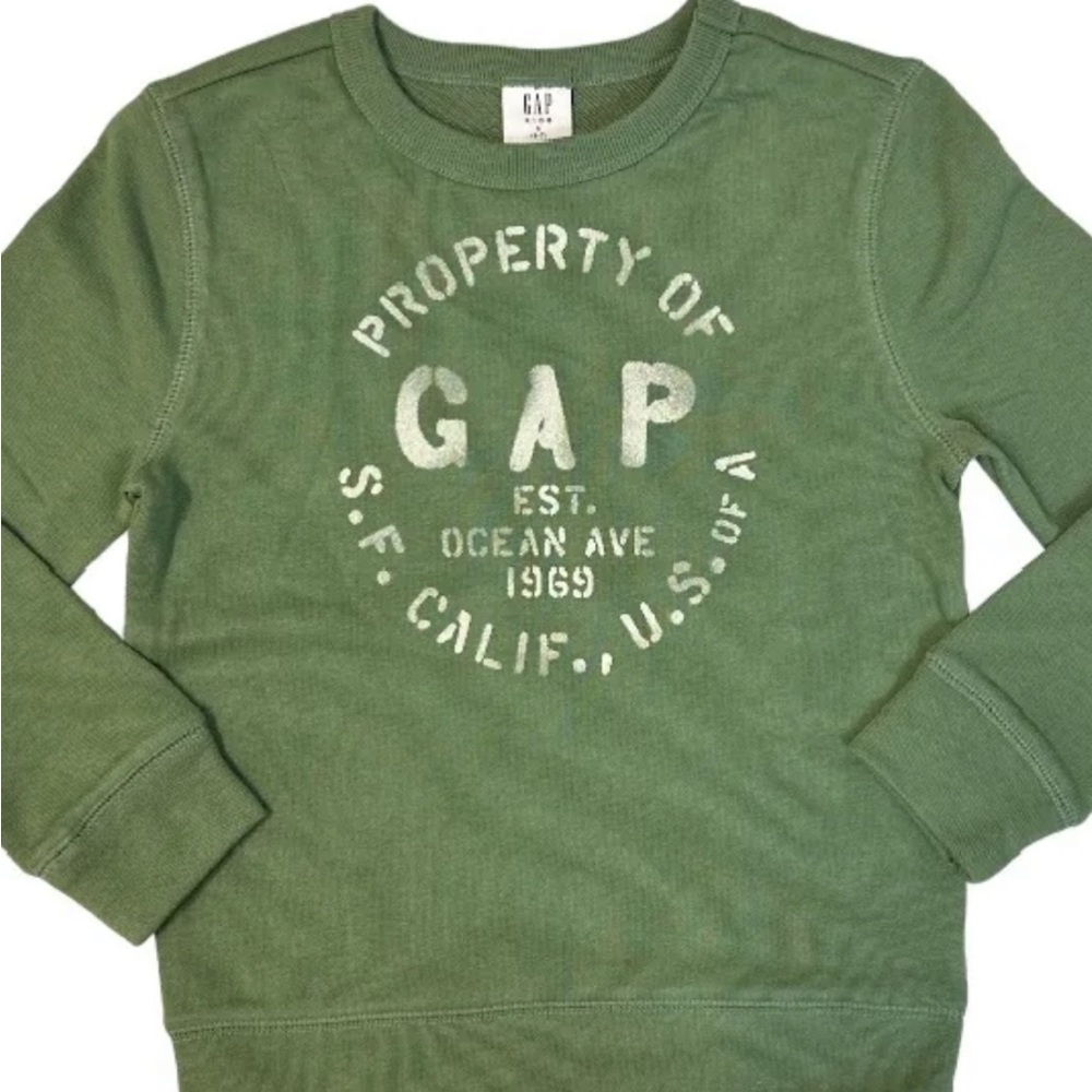 Gap Boy's Terry Lined Graphic Print Crewneck Pullover Sweatshirt